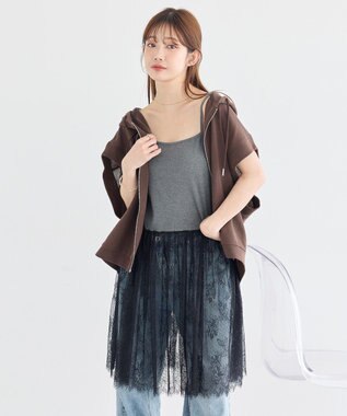earth music&ecology シアーダンボールフーディーベスト Brown