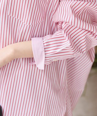 AMERICAN HOLIC イージーケア配色ポイントロングシャツ Stripe Red
