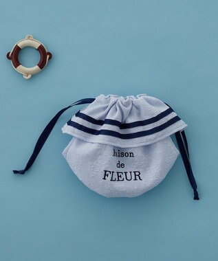 Maison de FLEUR ラインリボンジャカード巾着ポーチ