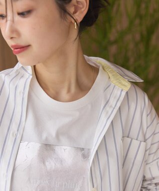 AMERICAN HOLIC イージーケア配色ポイントロングシャツ Stripe Navy