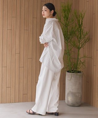 AMERICAN HOLIC イージーケア配色ポイントロングシャツ Stripe Navy