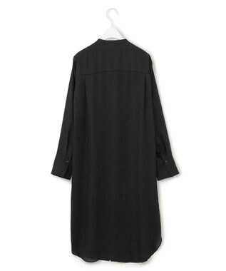 ICB 【洗える】シアーツイルワッシャー ロングシャツ ブラック系