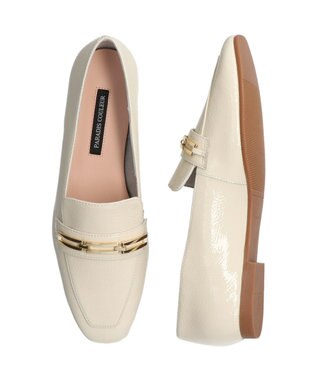 Bridget Birkin 【PARADIS COULEUR】フラットチェーンローファー アイボリーエナメル