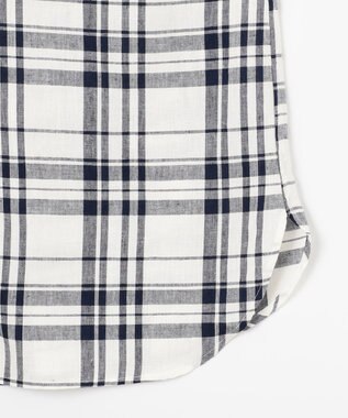 ANY ライトリネンクロスチュニックシャツ オフ×ネイビーチェック