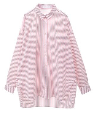 AMERICAN HOLIC イージーケア配色ポイントロングシャツ Stripe Red