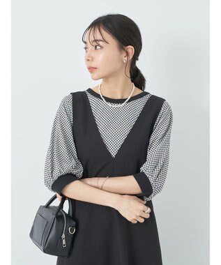 earth music&ecology ギンガムパフＴＥＥ Black