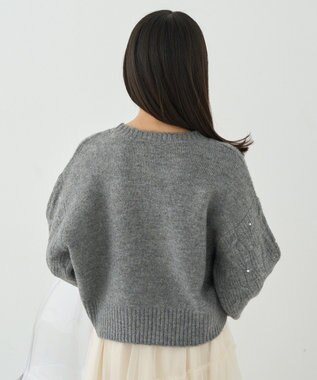 earth music&ecology パール＆ケーブルニットプルオーバー Gray Mixture