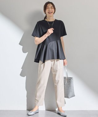 ANY L 【洗濯機可】コンビネーションイレヘムカットソー ブラック