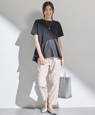 ANY L 【洗濯機可】コンビネーションイレヘムカットソー ブラック