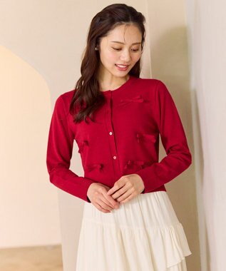 Feroux リボンディテール カーディガン レッド系