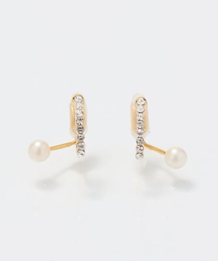 Phoebe 【痛くないシリーズ】ラインストーンパールフロートライトフィットイヤリング　ゴールド ゴールド