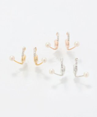 Phoebe 【痛くないシリーズ】ラインストーンパールフロートライトフィットイヤリング　ゴールド ゴールド