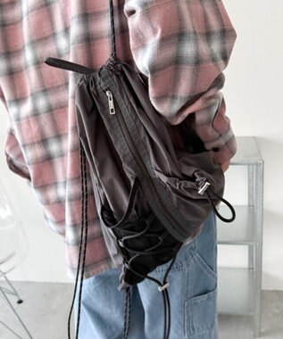 WEGO 【ユニセックス着用ITEM】センターzipナップサック グレー