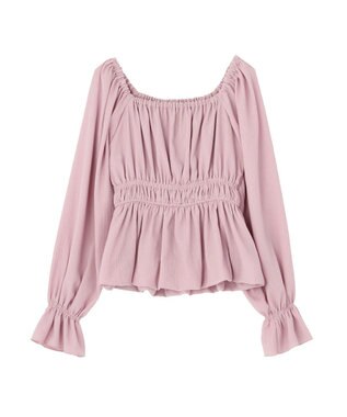 earth music&ecology バルーンヘムブラウス Pink
