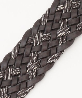 JOSEPH ABBOUD 【イタリア素材/日本製】レザーミックスブレイズ ベルト ダークブラウン系7