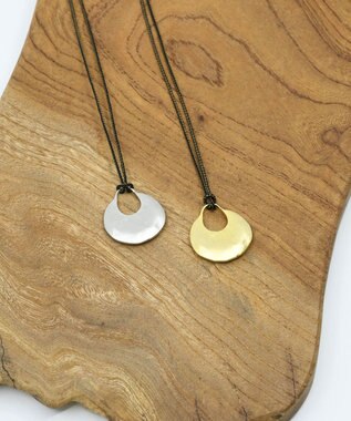 Pisceans ムーンディスク×くみひもネックレス マットシルバー