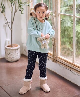 ANY KIDS アニマルポシェット 裏シャギー トレーナー ミント×イヌ