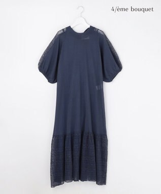 自由区 【カトリエムブーケ】Un pull en dentelle シアーニットワンピース ネイビー
