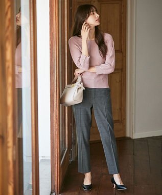 ANY SIS 【蓄熱効果】サーモトロン 2WAYストレッチ テーパードパンツ（チェック柄） チャコールチェック