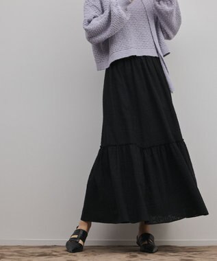 GRACE CONTINENTAL ティアードエンブロイダリースカート ブラック