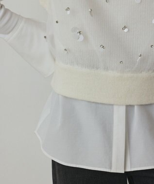 GRACE CONTINENTAL チュール刺繍ニットトップ ホワイト