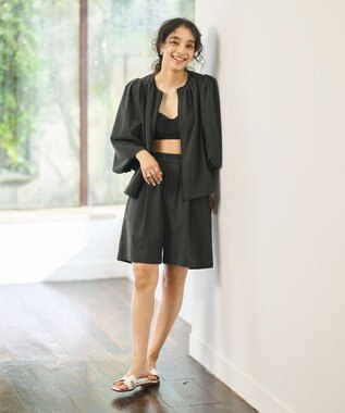 #Newans 【UVカット/撥水/接触冷感】ギャザーブラウス ラッシュガード チャコールグレー