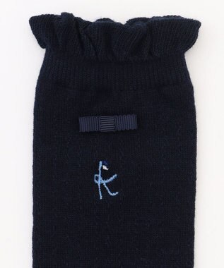 組曲 KIDS 【16~24㎝】リボン付シンプル ハイソックス ネイビー