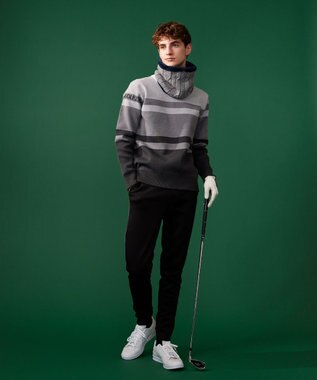 23区GOLF 【MEN】【洗える】カラーブロック 裏付き ニット ライトグレー系1