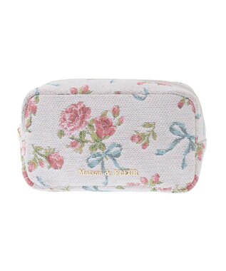 Maison de FLEUR ローズリボン柄ゴブランポーチ Off White