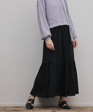 GRACE CONTINENTAL ティアードエンブロイダリースカート ブラック