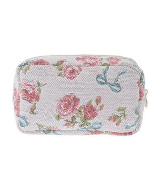 Maison de FLEUR ローズリボン柄ゴブランポーチ Off White