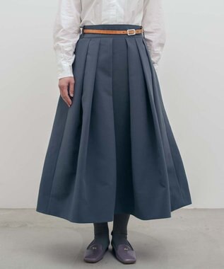 muuc トリプルクロス タックフレアスカート｜軽くてふっくらした三重織り生地・セットアップ可能 グレー