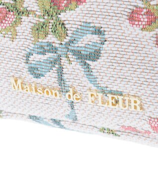 Maison de FLEUR ローズリボン柄ゴブランポーチ Off White