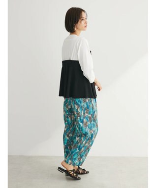 Green Parks ７分袖ビスチェドッキング風カットプルオーバー Black