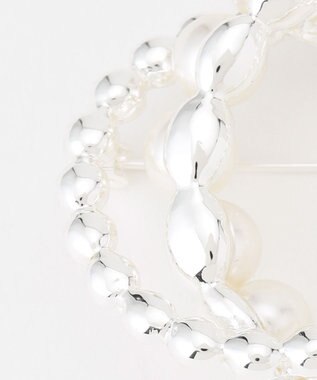 ICB パールサークルブローチ シルバー系