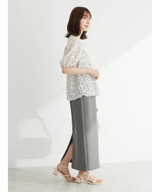 Green Parks 麻調Ｉラインスカート Gray