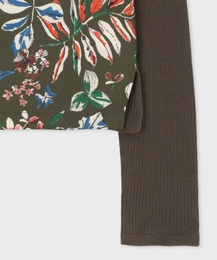 Paul Smith Number Floral プルオーバー コンビ ニット カーキ
