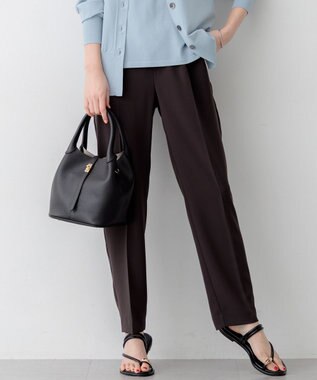 23区 S 【Oggi7月号掲載/吸水速乾/接触冷感/UVカット】ストレッチジョーゼット テーパード パンツ ダークブラウン系