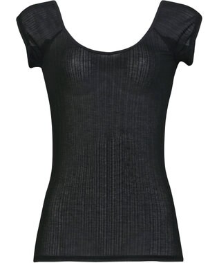 WACOAL インナー 薄くて軽い 綿混リブ素材 抗菌防臭 吸汗速乾性 通気性 夏 半袖 レディース CLC792 /ワコール ブラック