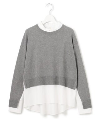 23区 L 【洗える】シャツ コンビネーション ニット グレー系