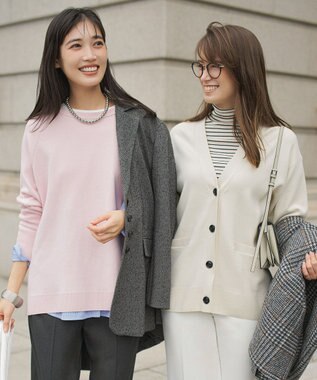 UNFILO L コットンカシミヤニット クルーネック ピンク