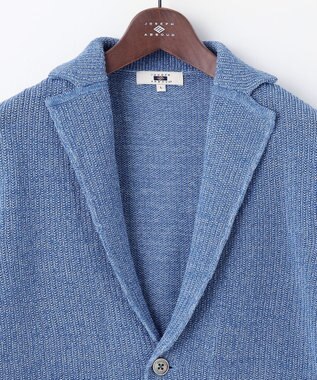 JOSEPH ABBOUD 【洗える】ストローヤーン ニット ジャケット サックスブルー系