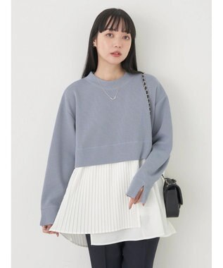 earth music&ecology プリーツヘムドッキングチュニック Blue Gray