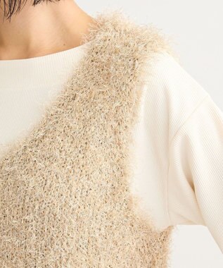 Green Parks ＳＥＴ２点ベスト＋リブワンピース Ivory