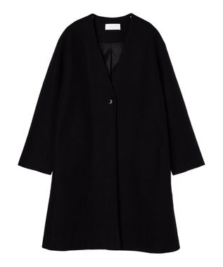 Green Parks 洗えるＶネックミディ丈コート Black