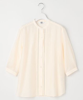 J.PRESS LADIES S 【WEB限定カラーあり・洗える】Sheer Vis リネン バンドカラー ブラウス エクリュ系