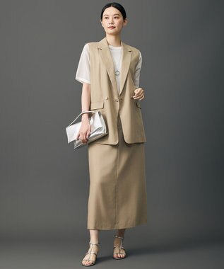 自由区 L ソフトツイルクロスストレート シルエット ベージュ