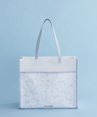 Maison de FLEUR リボンプリントスクエアトートバッグ Light Blue