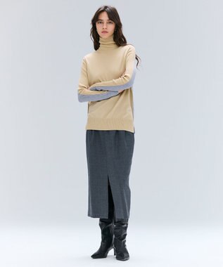 BEIGE， 【VERY NaVY12月号掲載】TERNES / 2タックウールスカート Md.Gray