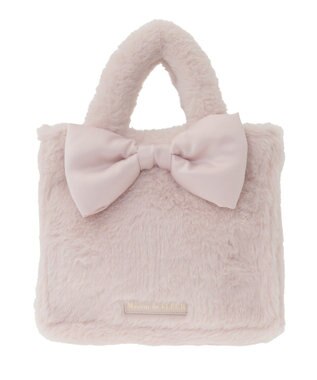 Maison de FLEUR サテンリボンファー2Wayスクエアトートバッグ Pink